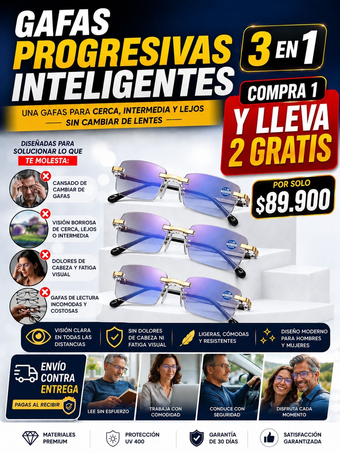 Gafas Progresivas Inteligentes 3 en 1