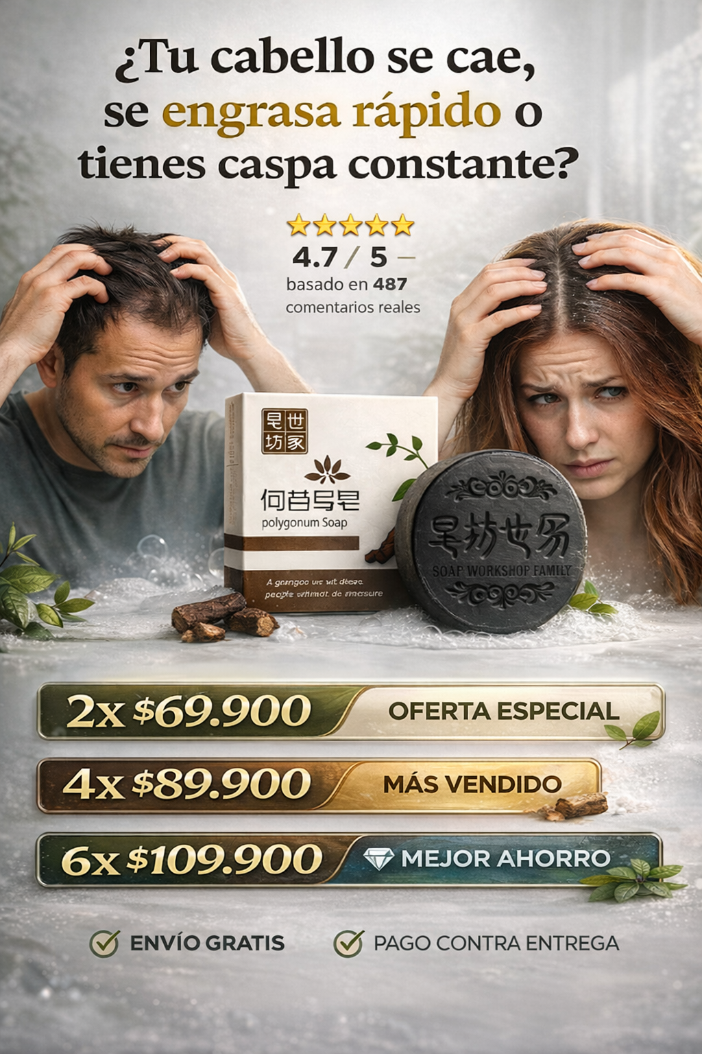 Shampoo En Barra | ❌ Elimina Grasa , Caida Capilar y Caspa 🇺🇸